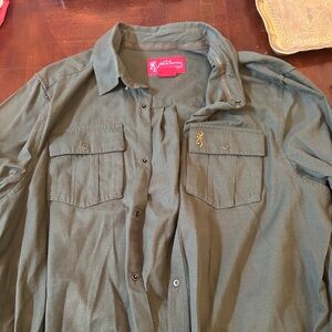 Army green John M Browning Button Up